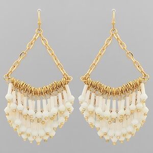 Glass Tassel Chain Chandeliers Earrings